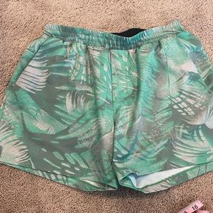 Lululemon green palm athletic shorts